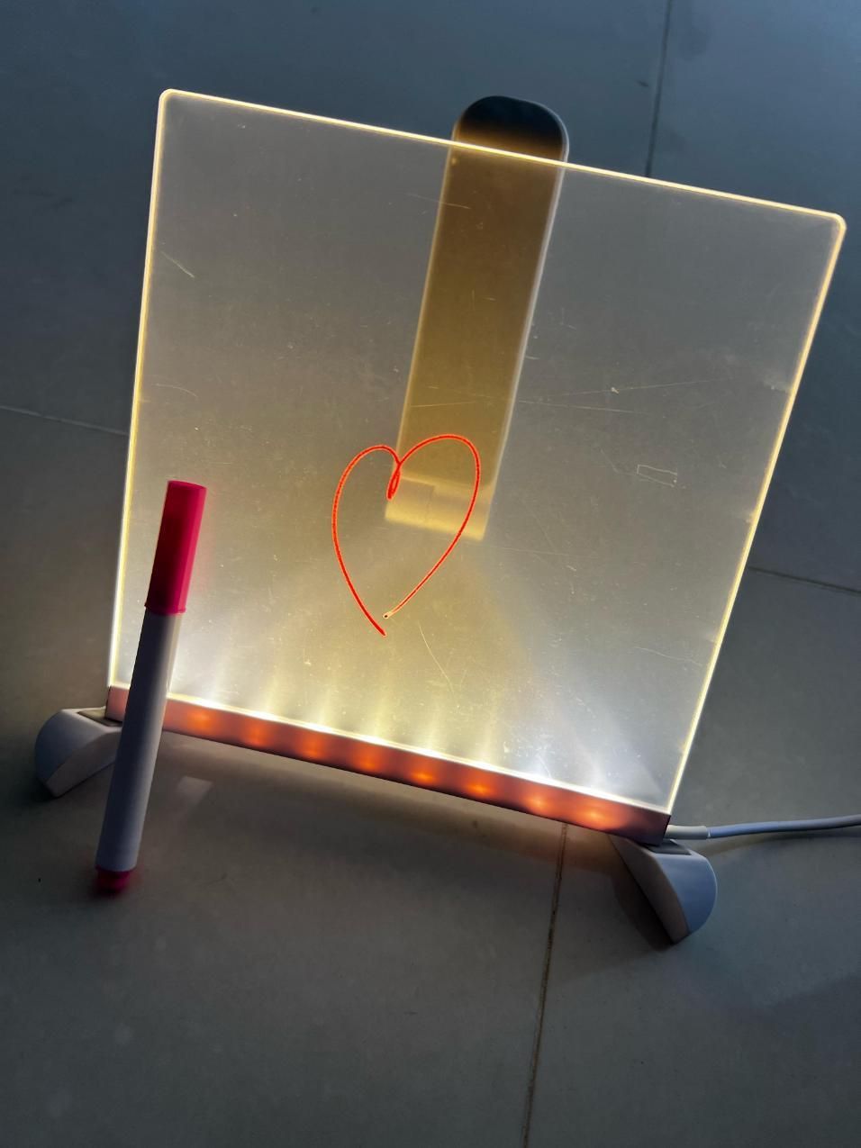 3D LED Light Glass Acrylic Writing Pad with 12 Pens