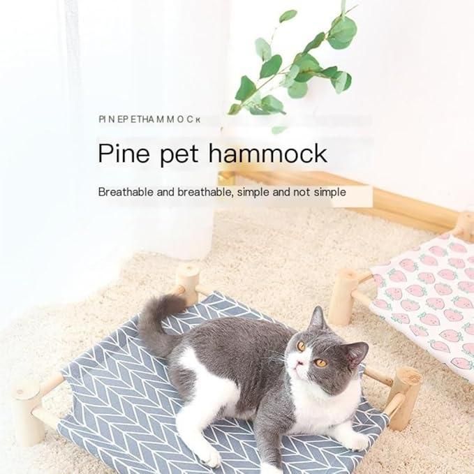 Portable Pet Hammock Bed – Elevated Canvas Lounger for Cats & Dogs