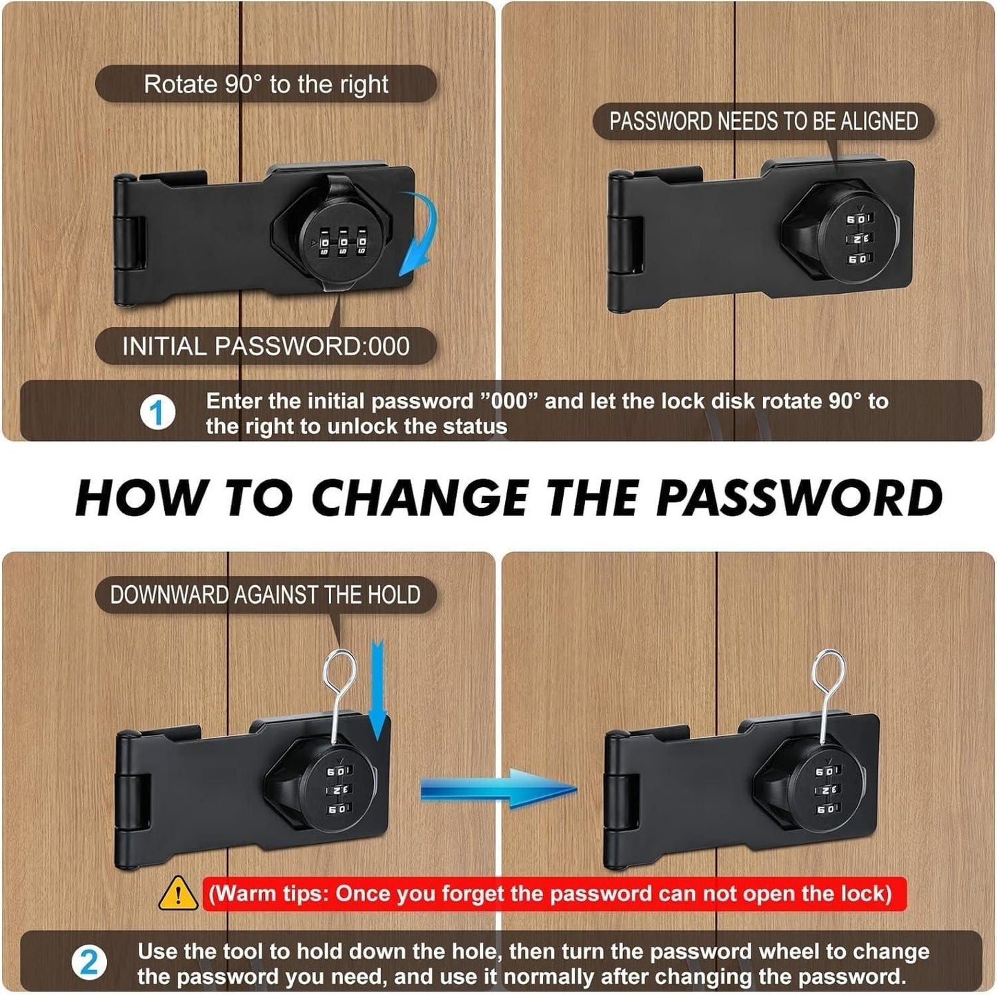 Zinc Alloy Combination Lock – Password Security Lock for Cabinets & Doors