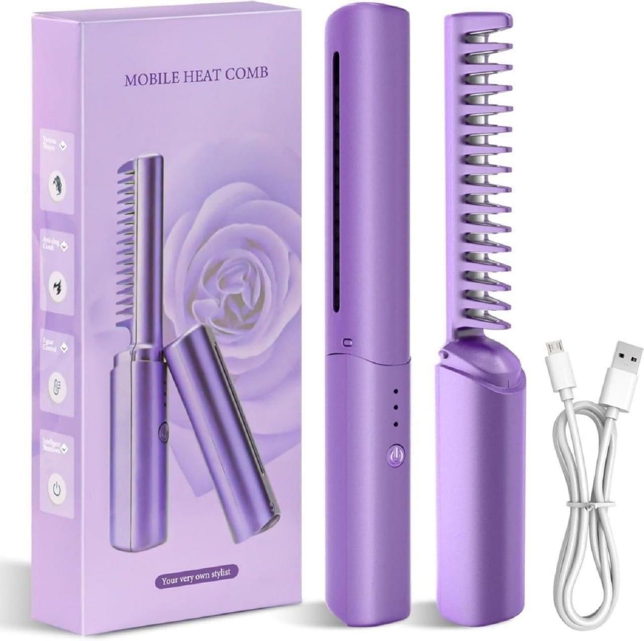 Meneflix Cordless Mini Hair Straightener – Rechargeable Adjustable Hot Comb