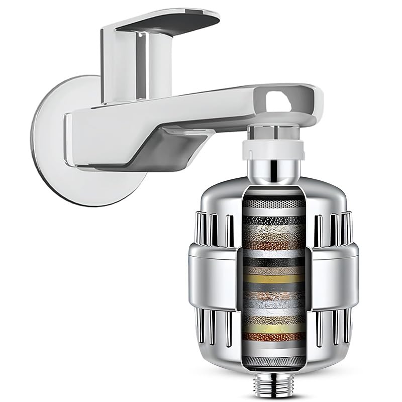 HydroPure 15 PRO Shower Head Filter – Multi-Stage Filtration System for Hard Water, Removes Chlorine & Heavy Metals, Chrome Silver Finish