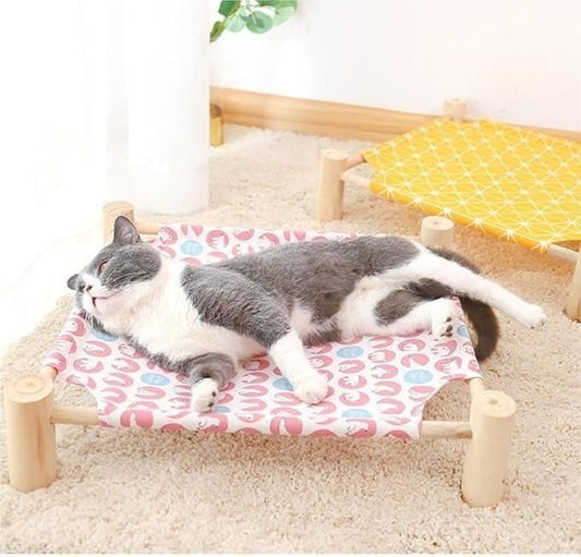 Portable Pet Hammock Bed – Elevated Canvas Lounger for Cats & Dogs