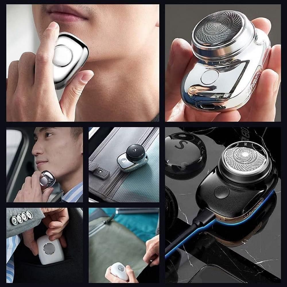 Mini Electric Razor for Men – Rechargeable Waterproof Shaver with 15-Blade Turbo Technology