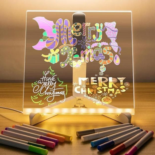 3D LED Light Glass Acrylic Writing Pad with 12 Pens