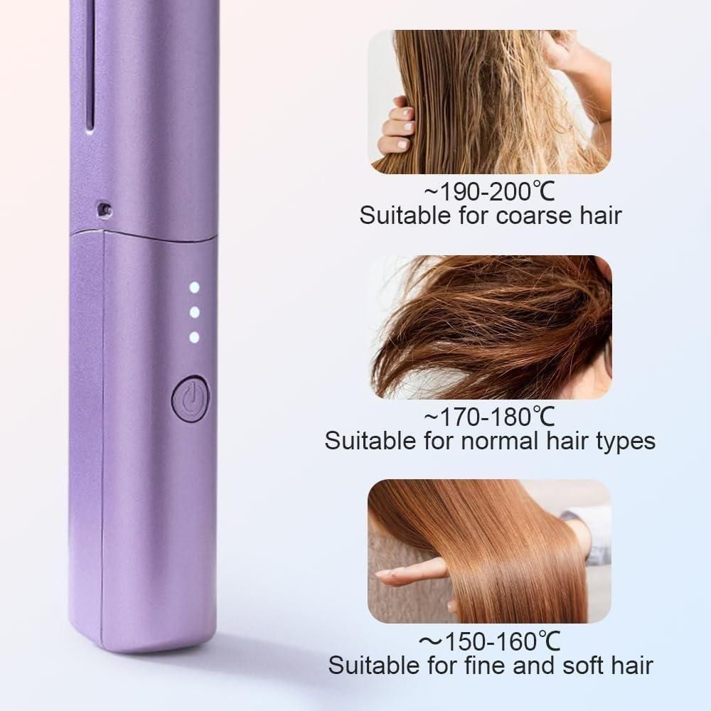 Meneflix Cordless Mini Hair Straightener – Rechargeable Adjustable Hot Comb