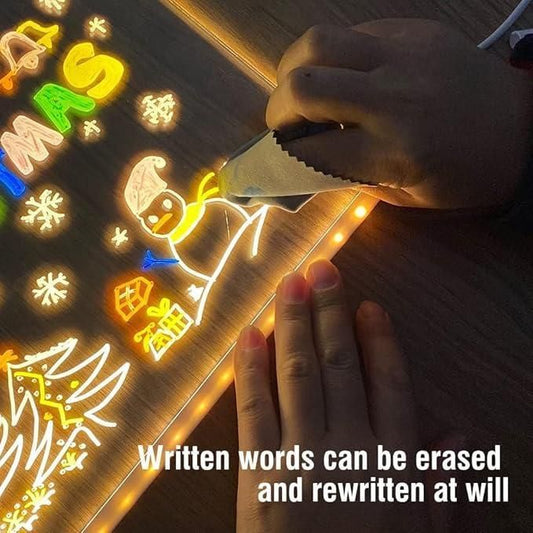 3D LED Light Glass Acrylic Writing Pad with 12 Pens