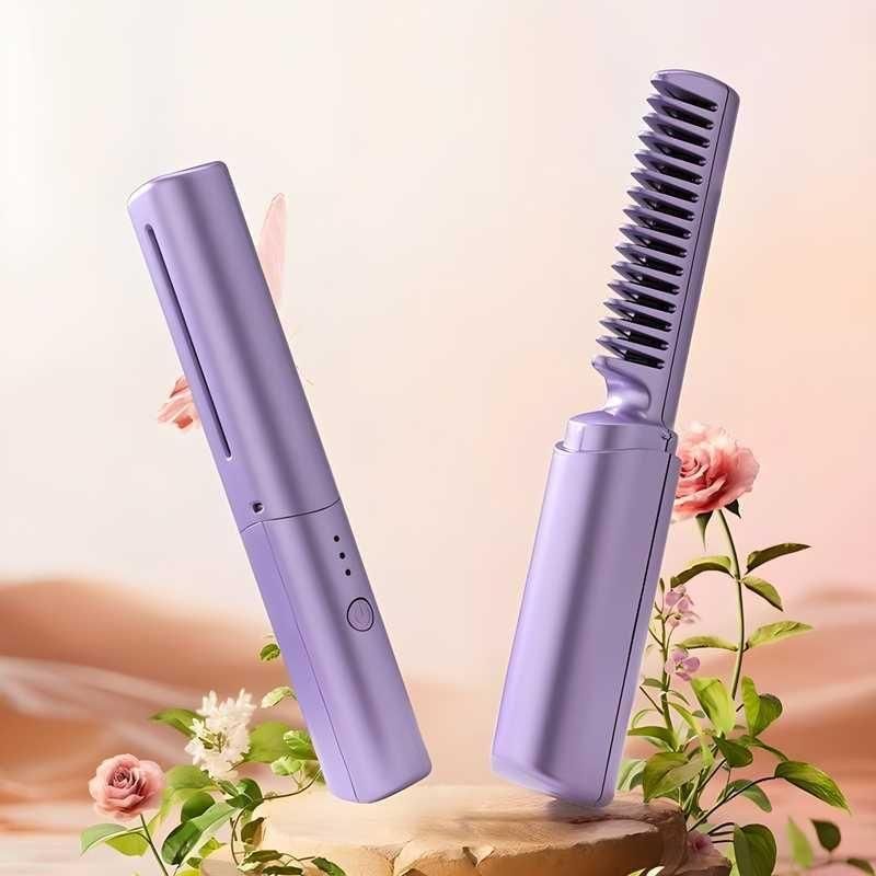 Meneflix Cordless Mini Hair Straightener – Rechargeable Adjustable Hot Comb