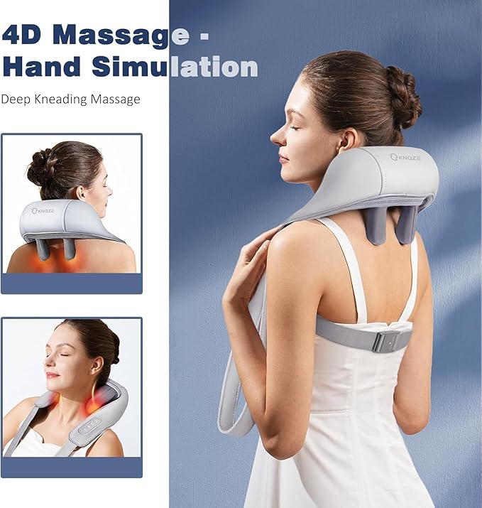 Neck & Back Massager with Heat | 5D Electric Cervical Massage Machine for Pain Relief | Deep Tissue Shoulder, Waist & Leg Massager