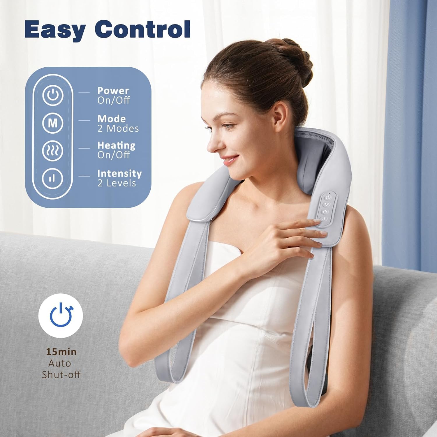 Neck & Back Massager with Heat | 5D Electric Cervical Massage Machine for Pain Relief | Deep Tissue Shoulder, Waist & Leg Massager