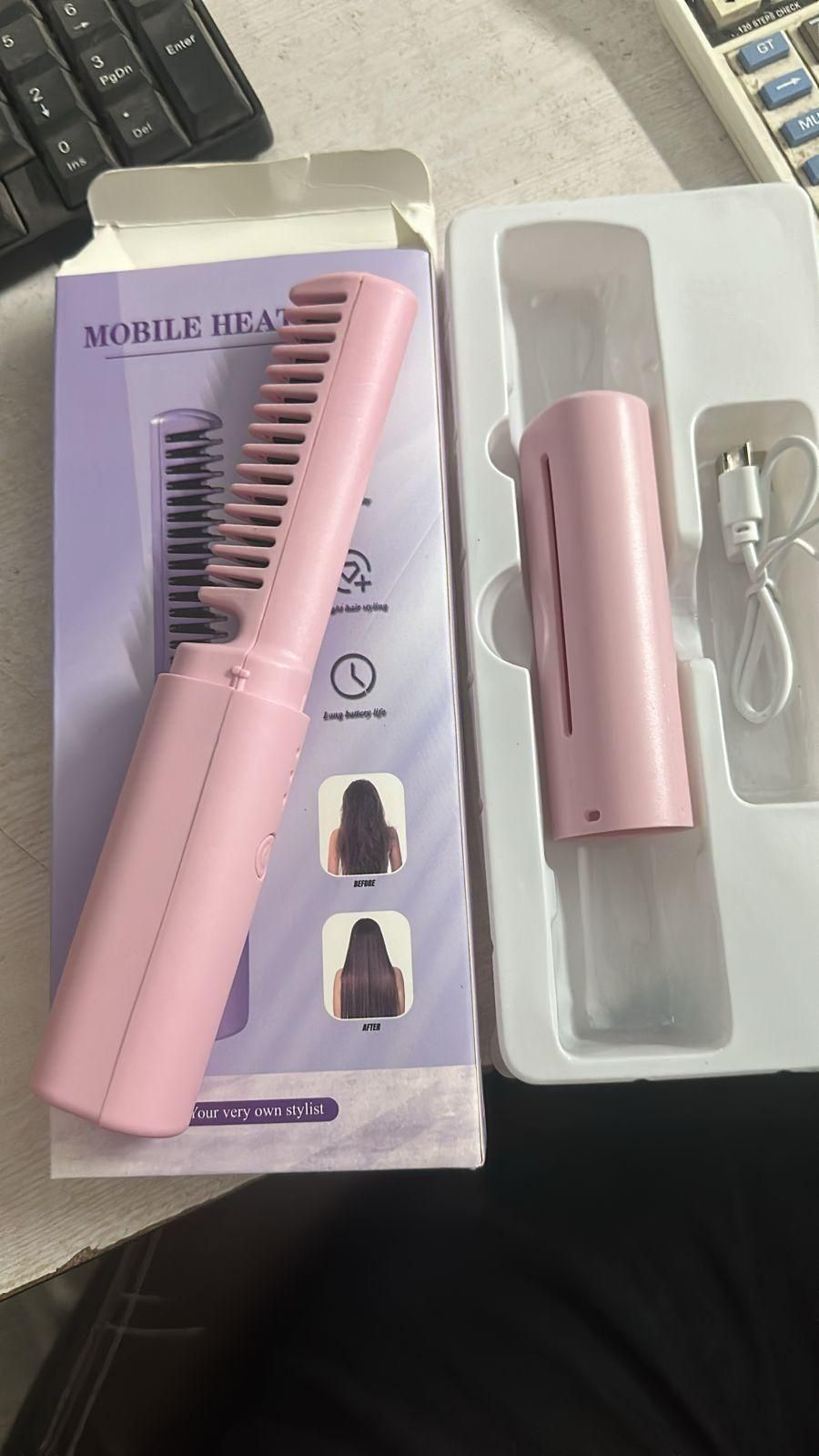 Meneflix Cordless Mini Hair Straightener – Rechargeable Adjustable Hot Comb