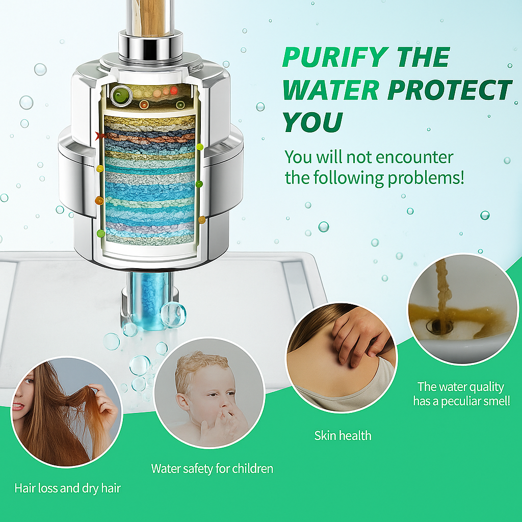 HydroPure 15 PRO Shower Head Filter – Multi-Stage Filtration System for Hard Water, Removes Chlorine & Heavy Metals, Chrome Silver Finish