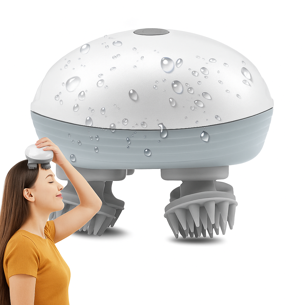 Plazoid Smart Electric Head Scalp Massager | 3-Speed Rechargeable Hair Growth Stimulator | Waterproof Handheld Massage Brush with Soft Silicone Bristles for Deep Clean & Stress Relief
