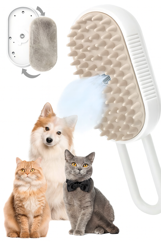 Steam Brush for Dogs & Cats – Gentle Grooming Steamy Brush for Pet Hair Care