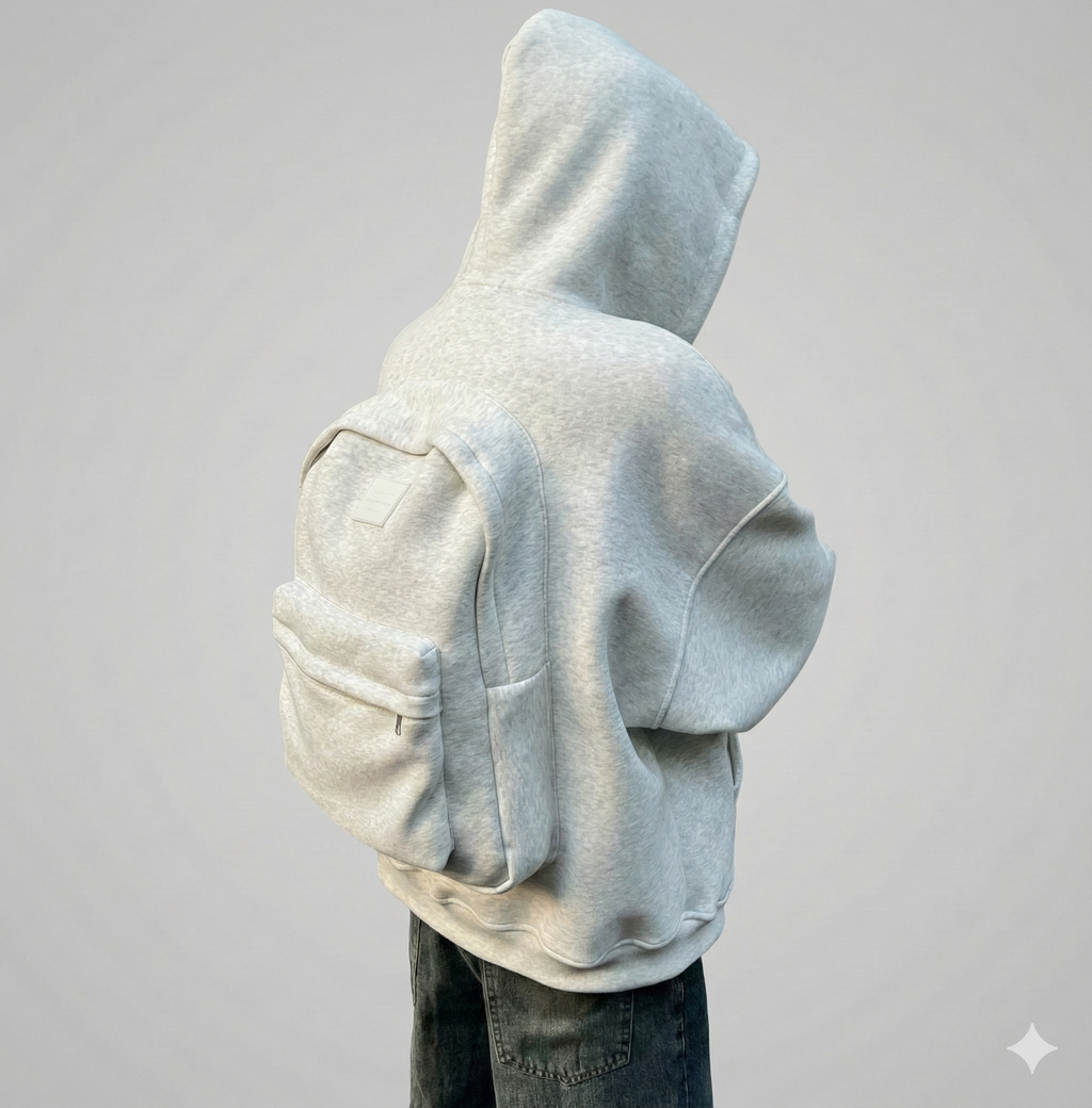 Men’s Solid Backpack Zip-Up Hoodie – Fleece Fabric, Full Sleeves, Built-In Storage