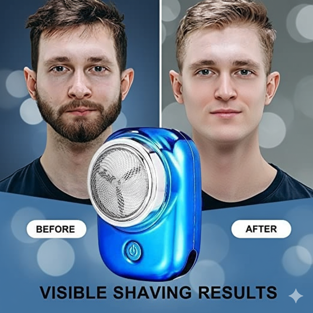 Mini Electric Razor for Men – Rechargeable Waterproof Shaver with 15-Blade Turbo Technology