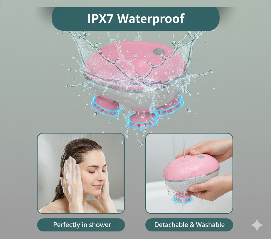 Plazoid Smart Electric Head Scalp Massager | 3-Speed Rechargeable Hair Growth Stimulator | Waterproof Handheld Massage Brush with Soft Silicone Bristles for Deep Clean & Stress Relief