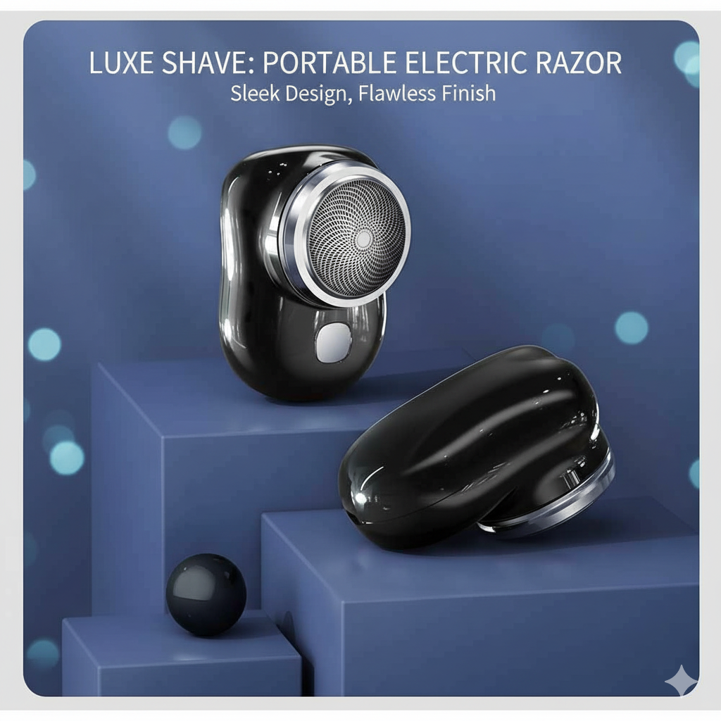 Mini Electric Razor for Men – Rechargeable Waterproof Shaver with 15-Blade Turbo Technology