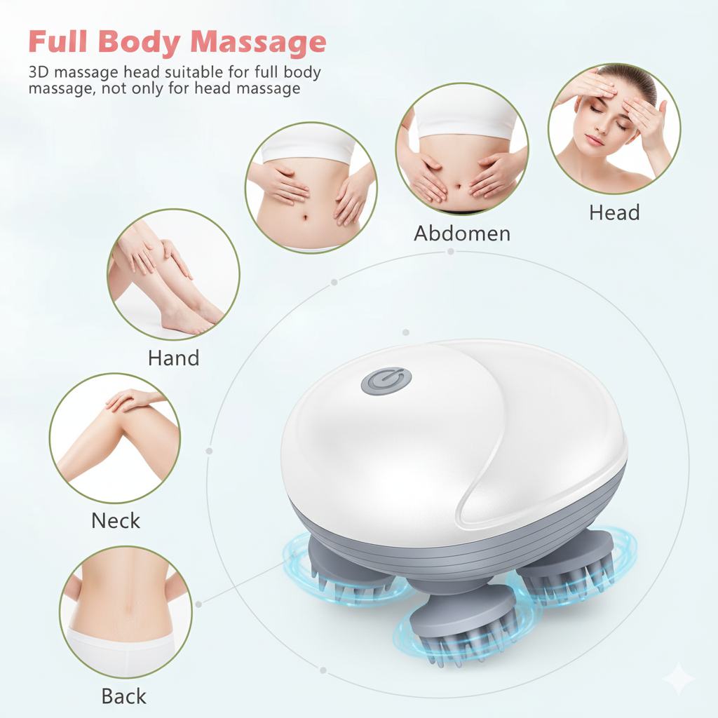 Plazoid Smart Electric Head Scalp Massager | 3-Speed Rechargeable Hair Growth Stimulator | Waterproof Handheld Massage Brush with Soft Silicone Bristles for Deep Clean & Stress Relief