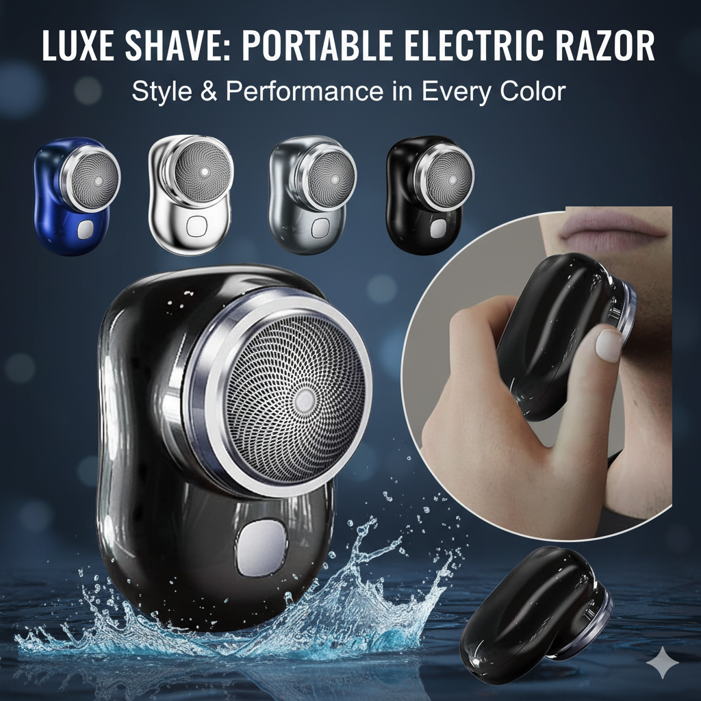 Mini Electric Razor for Men – Rechargeable Waterproof Shaver with 15-Blade Turbo Technology